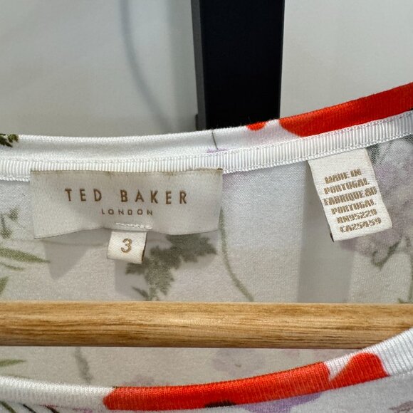 Ted Baker Floral Print Short Sleeve Tee Top Size 3 - Picture 2 of 9